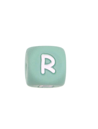 Perles Silicone Lettre Alphabet 12mm Vert Tilleul