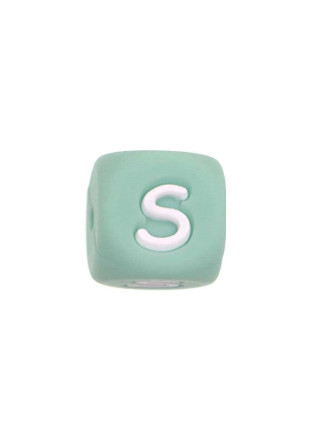 Perles Silicone Lettre Alphabet 12mm Vert Tilleul