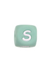 Perles Silicone Lettre Alphabet 12mm Vert Tilleul