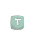 Perles Silicone Lettre Alphabet 12mm Vert Tilleul