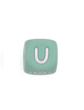 Perles Silicone Lettre Alphabet 12mm Vert Tilleul