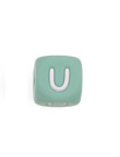 Perles Silicone Lettre Alphabet 12mm Vert Tilleul
