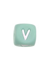 Perles Silicone Lettre Alphabet 12mm Vert Tilleul