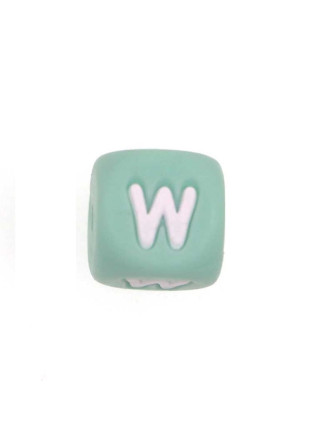 Perles Silicone Lettre Alphabet 12mm Vert Tilleul