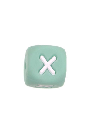 Perles Silicone Lettre Alphabet 12mm Vert Tilleul