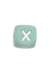 Perles Silicone Lettre Alphabet 12mm Vert Tilleul