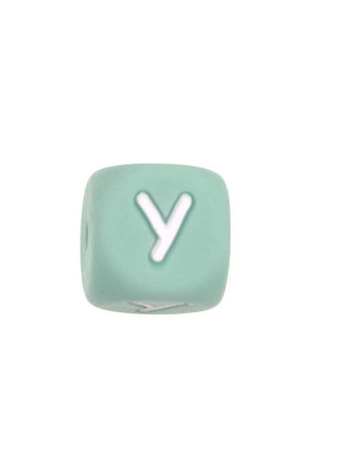 Perles Silicone Lettre Alphabet 12mm Vert Tilleul