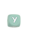 Perles Silicone Lettre Alphabet 12mm Vert Tilleul