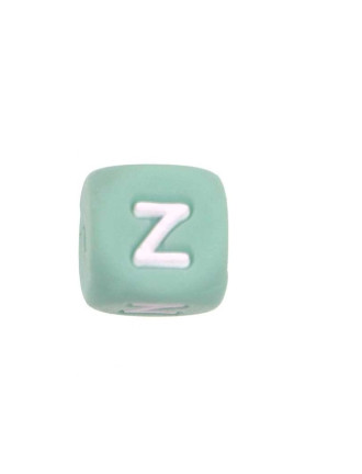 Perles Silicone Lettre Alphabet 12mm Vert Tilleul