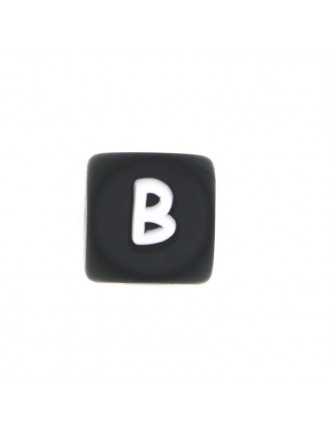 Perles Silicone Lettre Alphabet 12mm Noir