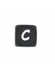 Perles Silicone Lettre Alphabet 12mm Noir