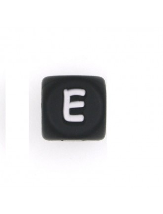 Perles Silicone Lettre Alphabet 12mm Noir