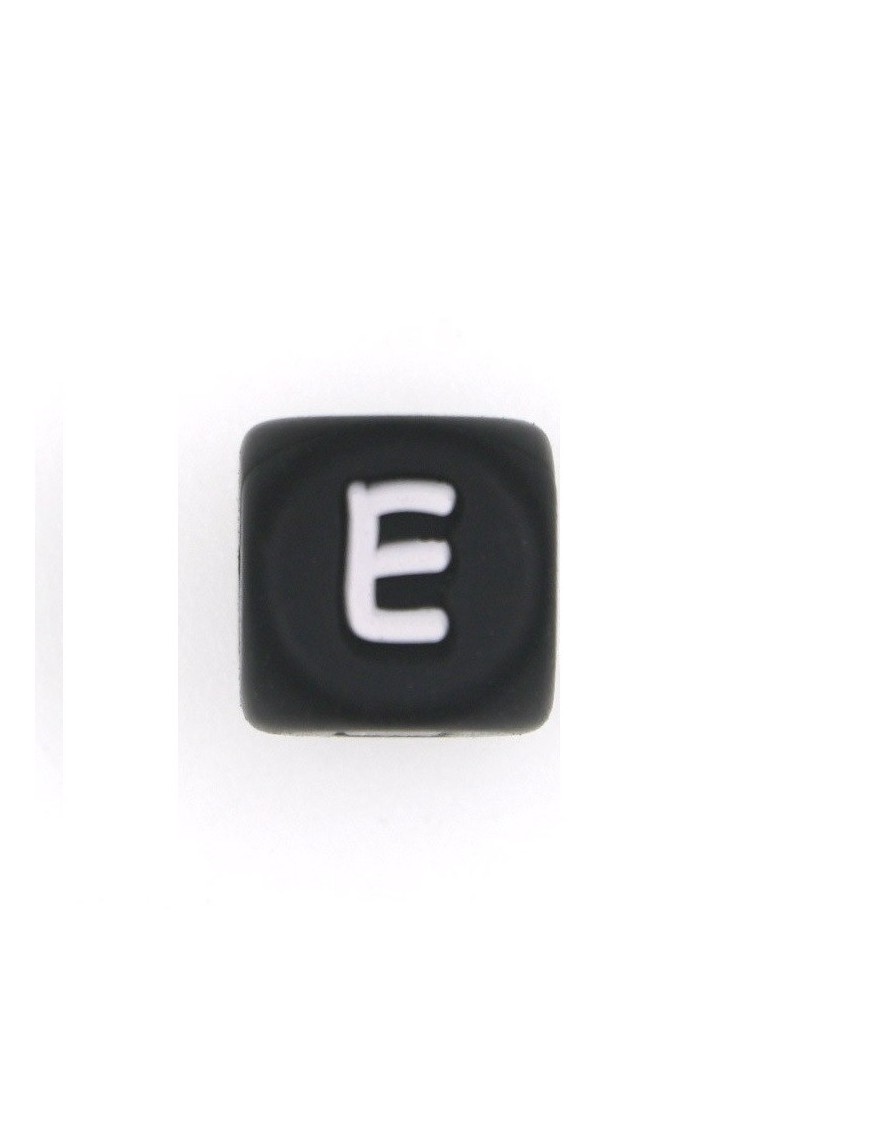 Perles Silicone Lettre Alphabet 12mm Noir