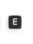 Perles Silicone Lettre Alphabet 12mm Noir