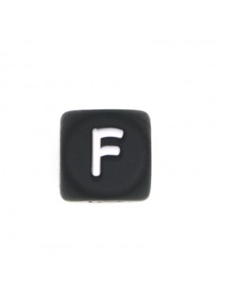 Perles Silicone Lettre Alphabet 12mm Noir