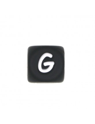 Perles Silicone Lettre Alphabet 12mm Noir