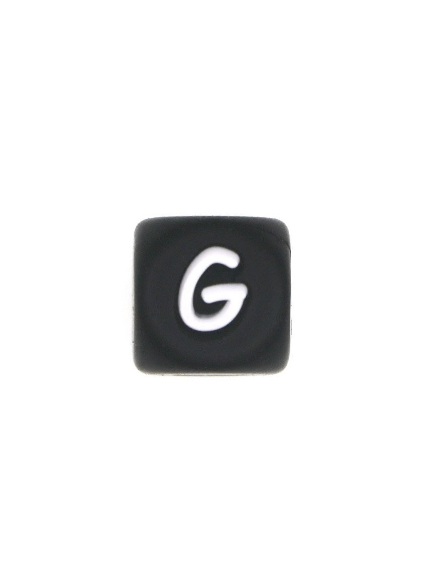 Perles Silicone Lettre Alphabet 12mm Noir