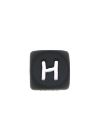 Perles Silicone Lettre Alphabet 12mm Noir