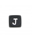 Perles Silicone Lettre Alphabet 12mm Noir