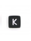 Perles Silicone Lettre Alphabet 12mm Noir