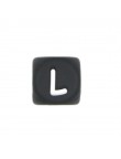 Perles Silicone Lettre Alphabet 12mm Noir