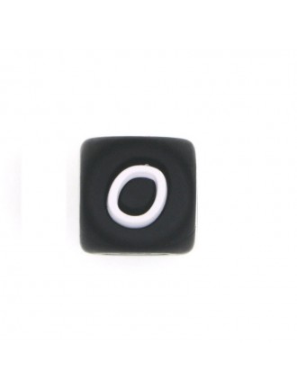 Perles Silicone Lettre Alphabet 12mm Noir