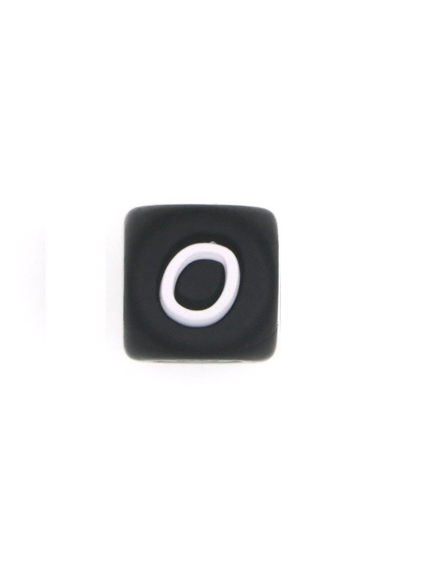 Perles Silicone Lettre Alphabet 12mm Noir