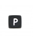 Perles Silicone Lettre Alphabet 12mm Noir