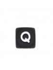 Perles Silicone Lettre Alphabet 12mm Noir
