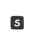 Perles Silicone Lettre Alphabet 12mm Noir