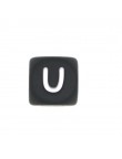 Perles Silicone Lettre Alphabet 12mm Noir