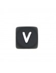 Perles Silicone Lettre Alphabet 12mm Noir