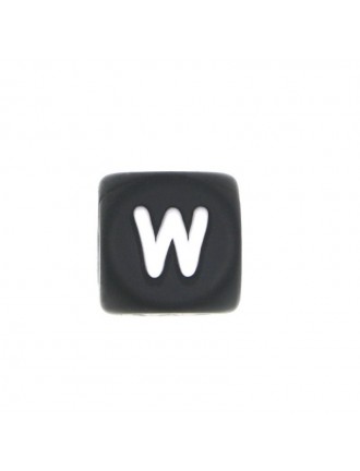 Perles Silicone Lettre Alphabet 12mm Noir