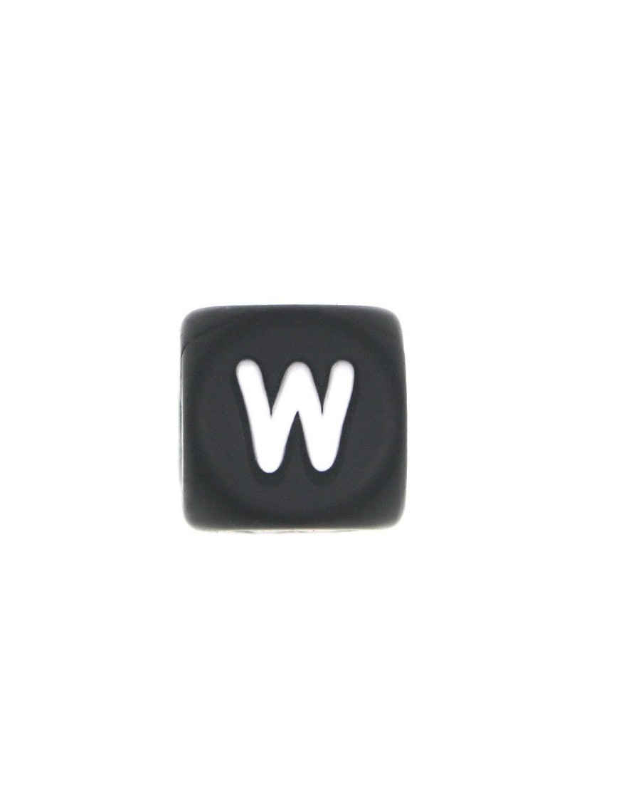 Perles Silicone Lettre Alphabet 12mm Noir