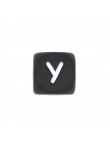 Perles Silicone Lettre Alphabet 12mm Noir