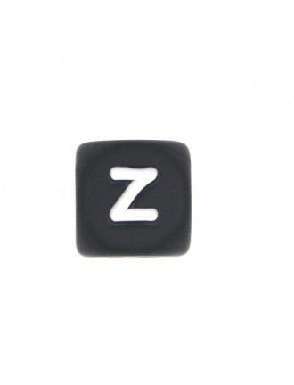 Perles Silicone Lettre Alphabet 12mm Noir