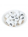 Perles Silicone Lettre Alphabet Rond 12mm Blanche