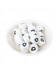 Perles Silicone Lettre Alphabet Rond 12mm Blanche
