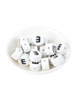 Perles Silicone Lettre Alphabet Rond 12mm Blanche
