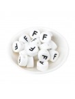 Perles Silicone Lettre Alphabet Rond 12mm Blanche