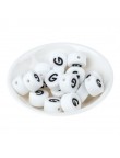 Perles Silicone Lettre Alphabet Rond 12mm Blanche