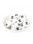 Perles Silicone Lettre Alphabet Rond 12mm Blanche