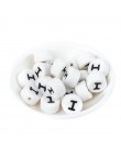 Perles Silicone Lettre Alphabet Rond 12mm Blanche