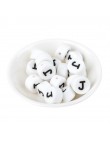 Perles Silicone Lettre Alphabet Rond 12mm Blanche