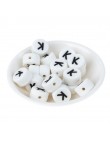 Perles Silicone Lettre Alphabet Rond 12mm Blanche