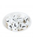 Perles Silicone Lettre Alphabet Rond 12mm Blanche