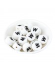 Perles Silicone Lettre Alphabet Rond 12mm Blanche