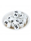 Perles Silicone Lettre Alphabet Rond 12mm Blanche