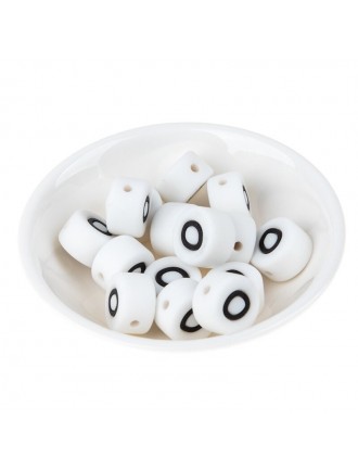 Perles Silicone Lettre Alphabet Rond 12mm Blanche