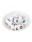 Perles Silicone Lettre Alphabet Rond 12mm Blanche